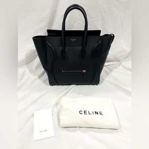Celine Mini Luggage Black Pebbled Leather